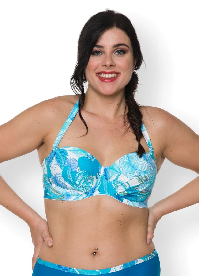 Bandeau Bikinitop "Leaves" | Türkis 8 Bandeau Bikinitop "Leaves" | Türkis – Bild 6