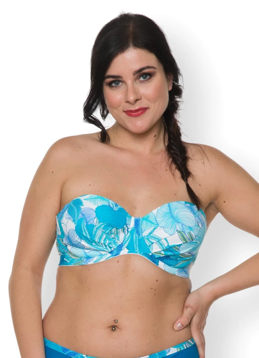 Bandeau Bikinitop "Leaves" | Türkis 10 Bandeau Bikinitop "Leaves" | Türkis – Bild 8