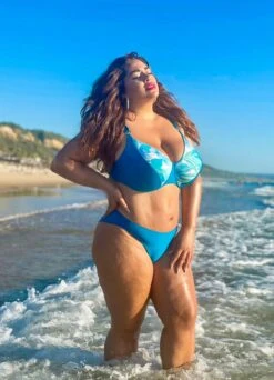 Bikinitop Mit Bügeln "Barbados Leaves" | Türkis