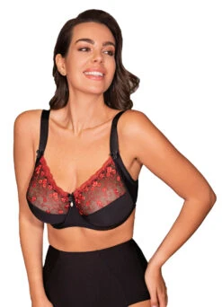 Bügel-BH "Luxury Lace Temptation" | Schwarz Mit Roter Spitze