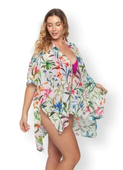 Strandcape "Amalfi" | Weiß-bunt -Miracle Woman Verkäufe Miracle Woman Amalfi Cape side min 1280x1280