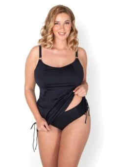 Tankini Top Mit Bügeln "Swim" | Schwarz -Miracle Woman Verkäufe Miracle Woman Tankini schwarz front2 min 1280x1280