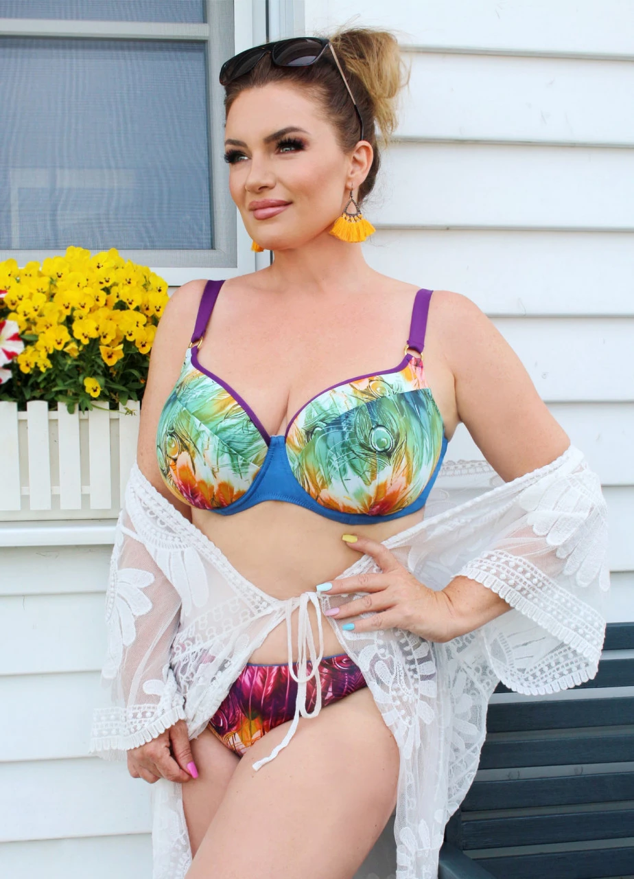 Bikini Top Mit Softschalen "Pretty Peacock" | Blau / Mehrfarbig 3 Bikini Top Mit Softschalen "Pretty Peacock" | Blau / Mehrfarbig