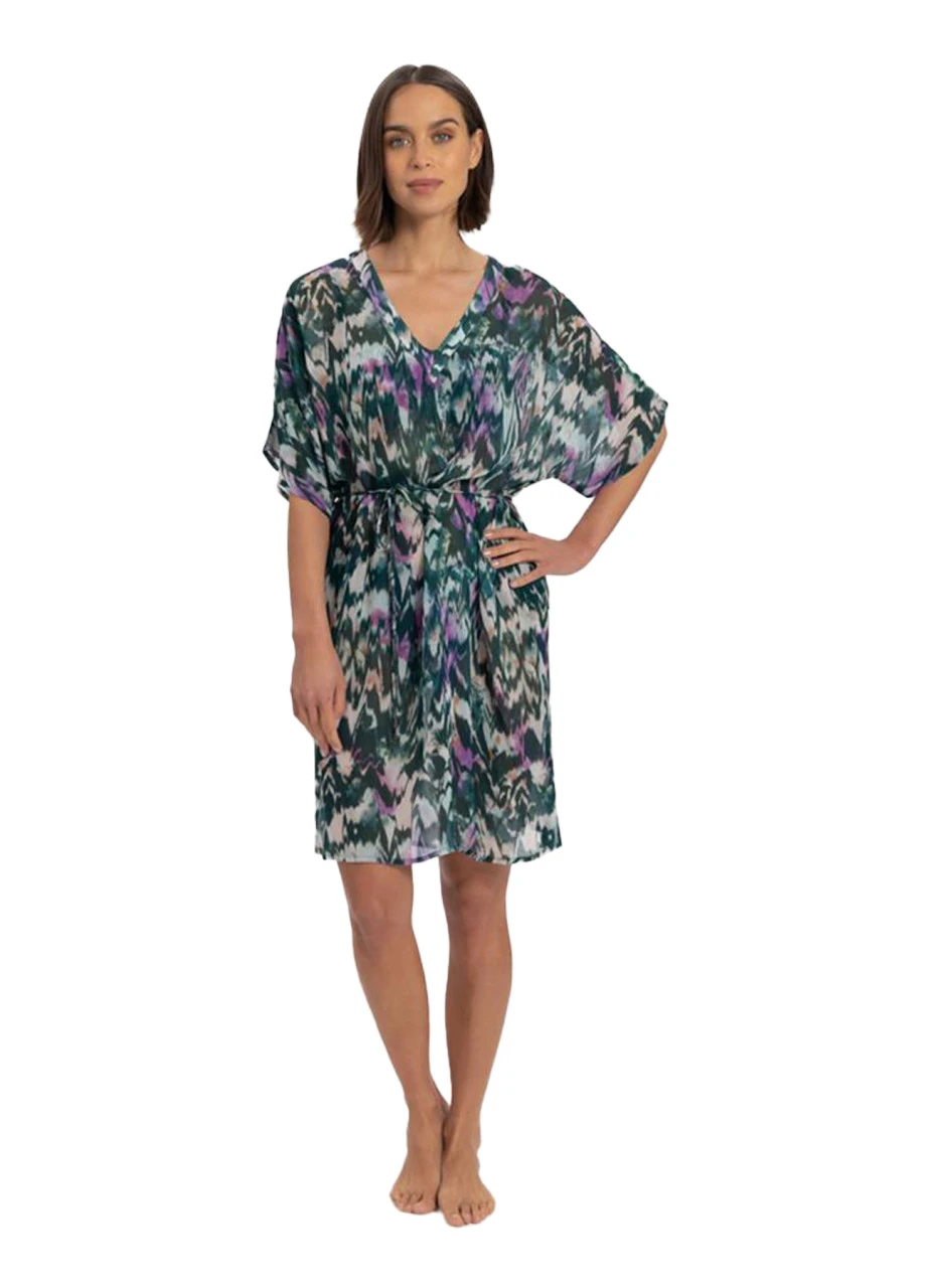 Cyell Strandtunika "Ikat Teal" | Smaragd-bunt 5 Cyell Strandtunika "Ikat Teal" | Smaragd-bunt – Bild 3