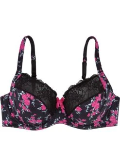 Bügel-BH "Diana" | Schwarz / Geblümt -Miracle Woman Verkäufe buegel bh top schwarz gebluemt diana 1280x1280